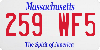 MA license plate 259WF5