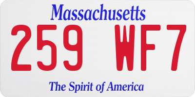 MA license plate 259WF7