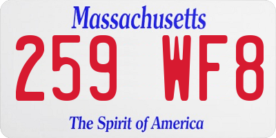 MA license plate 259WF8