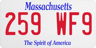 MA license plate 259WF9