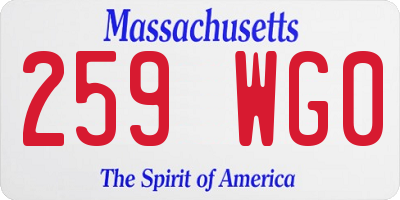 MA license plate 259WG0