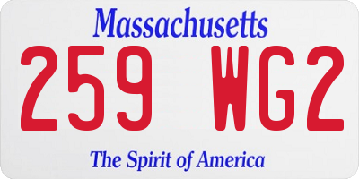 MA license plate 259WG2