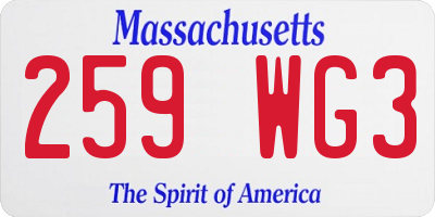 MA license plate 259WG3