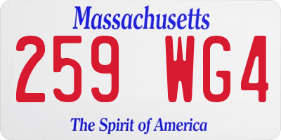 MA license plate 259WG4