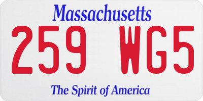 MA license plate 259WG5
