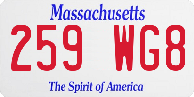 MA license plate 259WG8