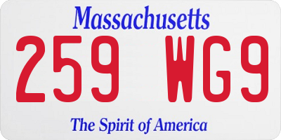MA license plate 259WG9