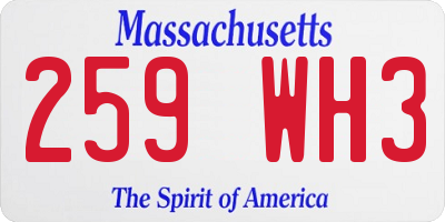 MA license plate 259WH3