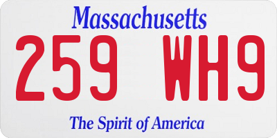 MA license plate 259WH9