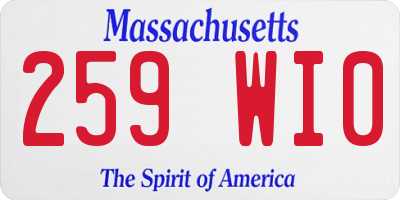 MA license plate 259WI0