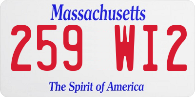 MA license plate 259WI2