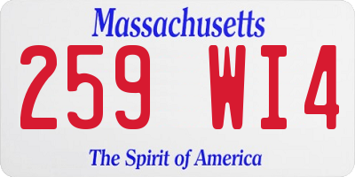 MA license plate 259WI4