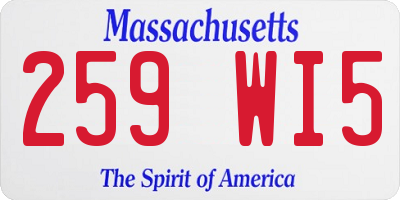 MA license plate 259WI5