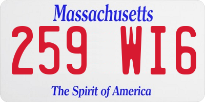 MA license plate 259WI6