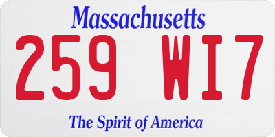MA license plate 259WI7