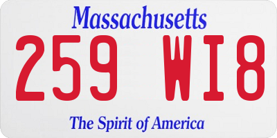 MA license plate 259WI8