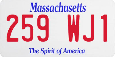 MA license plate 259WJ1