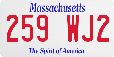 MA license plate 259WJ2