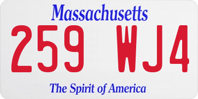 MA license plate 259WJ4