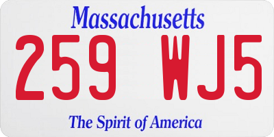 MA license plate 259WJ5