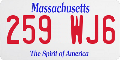 MA license plate 259WJ6