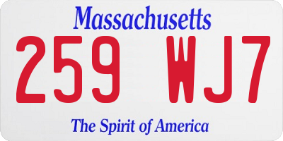 MA license plate 259WJ7