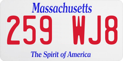 MA license plate 259WJ8