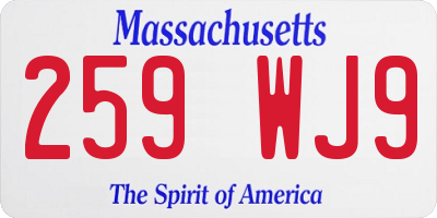 MA license plate 259WJ9