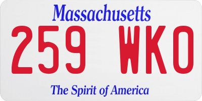 MA license plate 259WK0