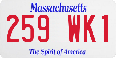 MA license plate 259WK1