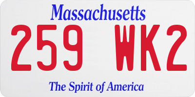 MA license plate 259WK2