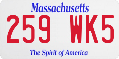 MA license plate 259WK5
