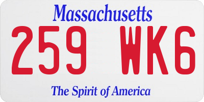 MA license plate 259WK6