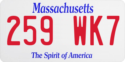 MA license plate 259WK7