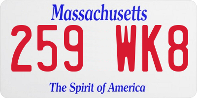 MA license plate 259WK8