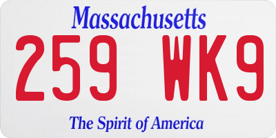 MA license plate 259WK9