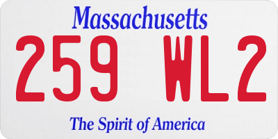 MA license plate 259WL2