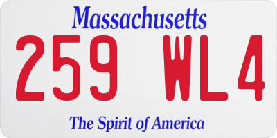 MA license plate 259WL4