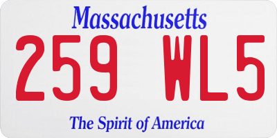 MA license plate 259WL5
