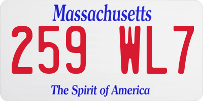 MA license plate 259WL7