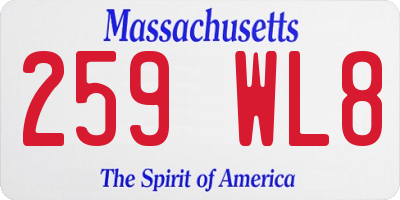 MA license plate 259WL8