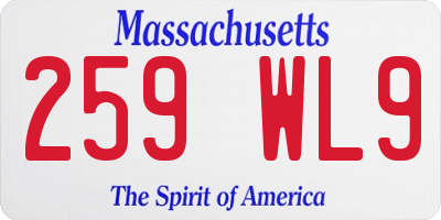 MA license plate 259WL9