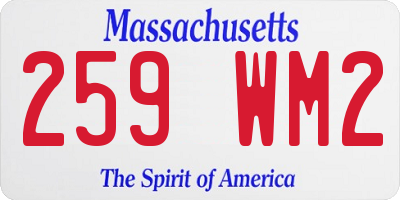 MA license plate 259WM2