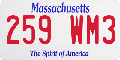 MA license plate 259WM3