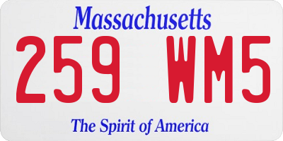 MA license plate 259WM5