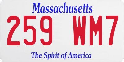 MA license plate 259WM7