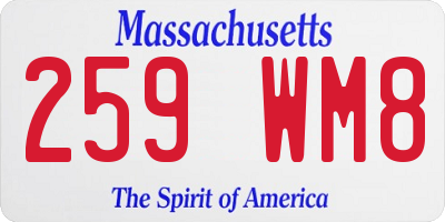 MA license plate 259WM8
