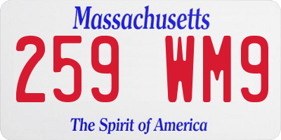 MA license plate 259WM9
