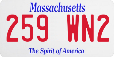 MA license plate 259WN2