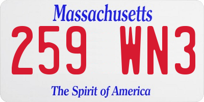 MA license plate 259WN3